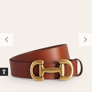 Boden Iris Snaffle-Trim Leather Belt Tan